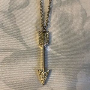 Silver Arrow Rhinestone Long Necklace